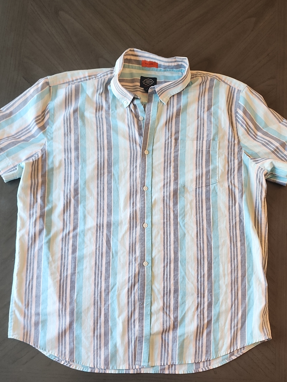 St. John's Bay Mens Short-Sleeve Striped Button Down Shirt Comfort Flex Size XXL